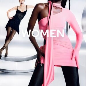 HM Mugler collection hot pink dress